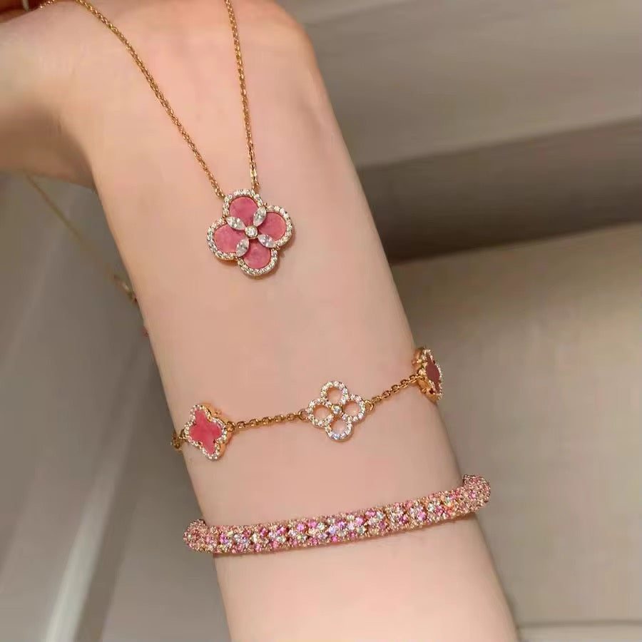 Meral 18K Pink Clover Set