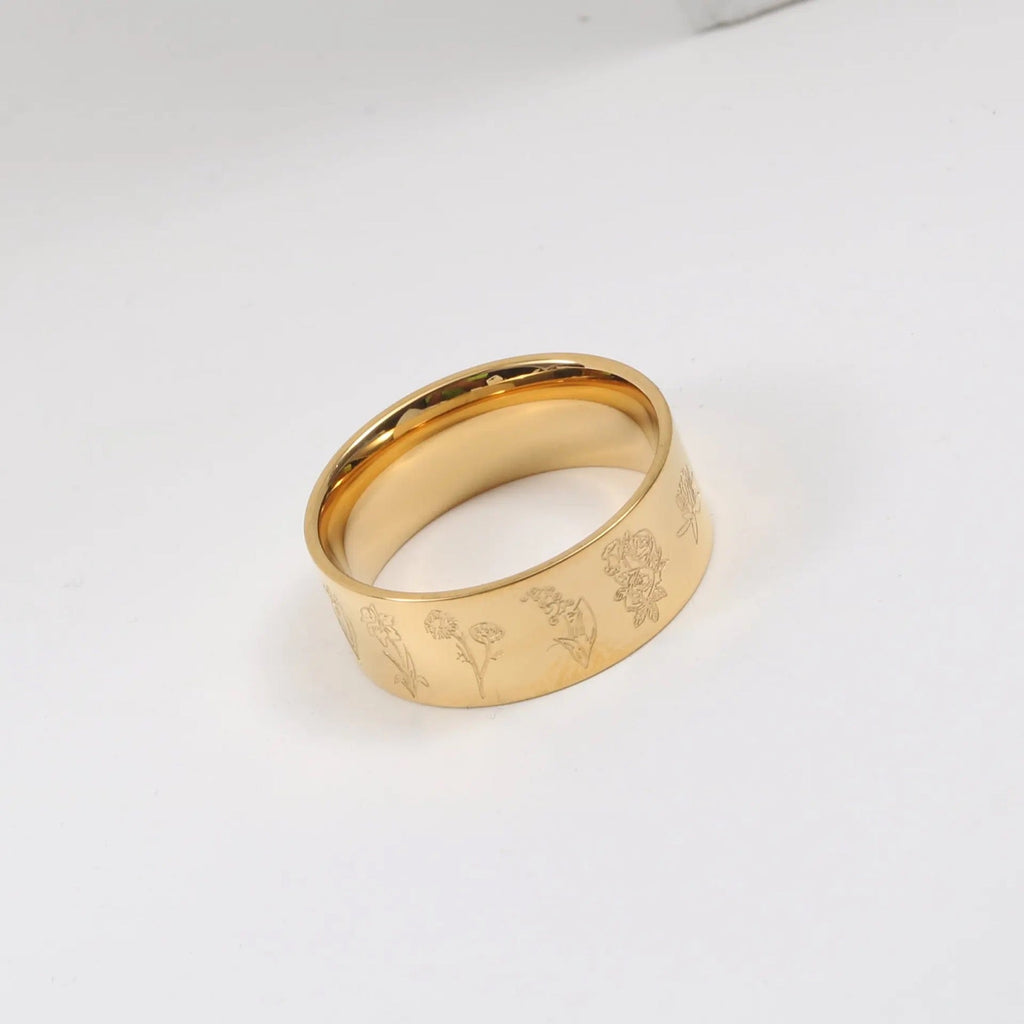 Ivy 18k Gold Plated Engraved Ring
