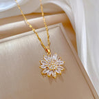 Sunflower Zircon Pendant Necklace