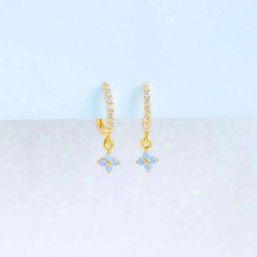 Blue Flower Zircon Earrings