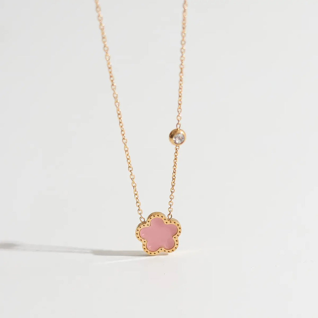Five Leaf Flower Pendant Necklace