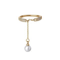 Resizeable Pearl Zircon Ring