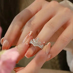 Silver Zircon Crown Heart