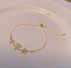 Flower Inlaid Zircon Adjustable Bracelet