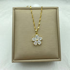 Crystal Zircon Flower Necklace